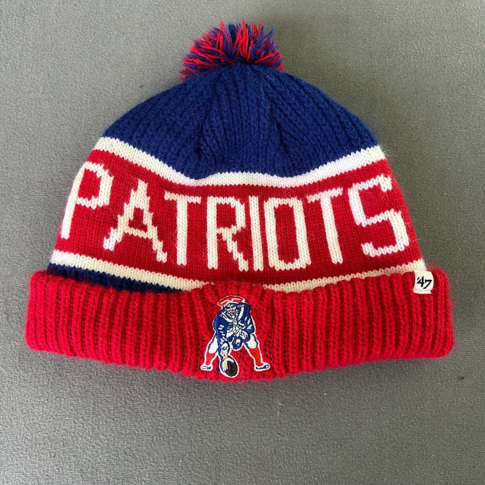 47 Brand New England Patriots NFL Retro Logo Pom Beanie Knit Hat